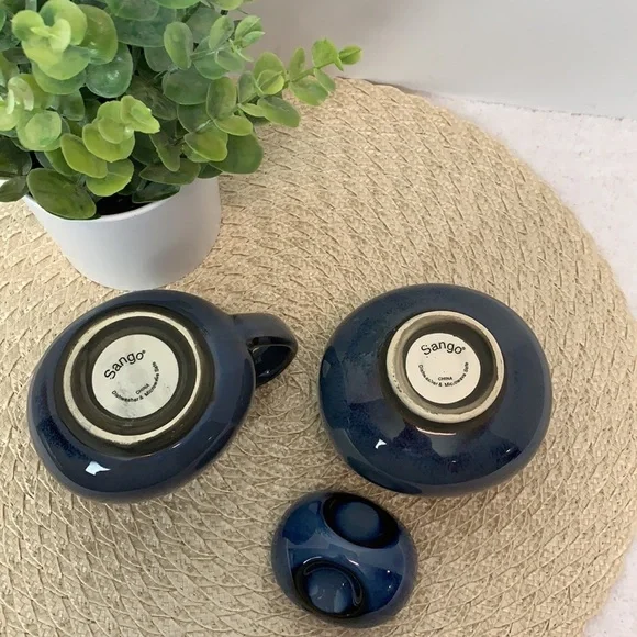 VTG Sango dusty blue creamer and sugar bowl set - Picture 3 of 14